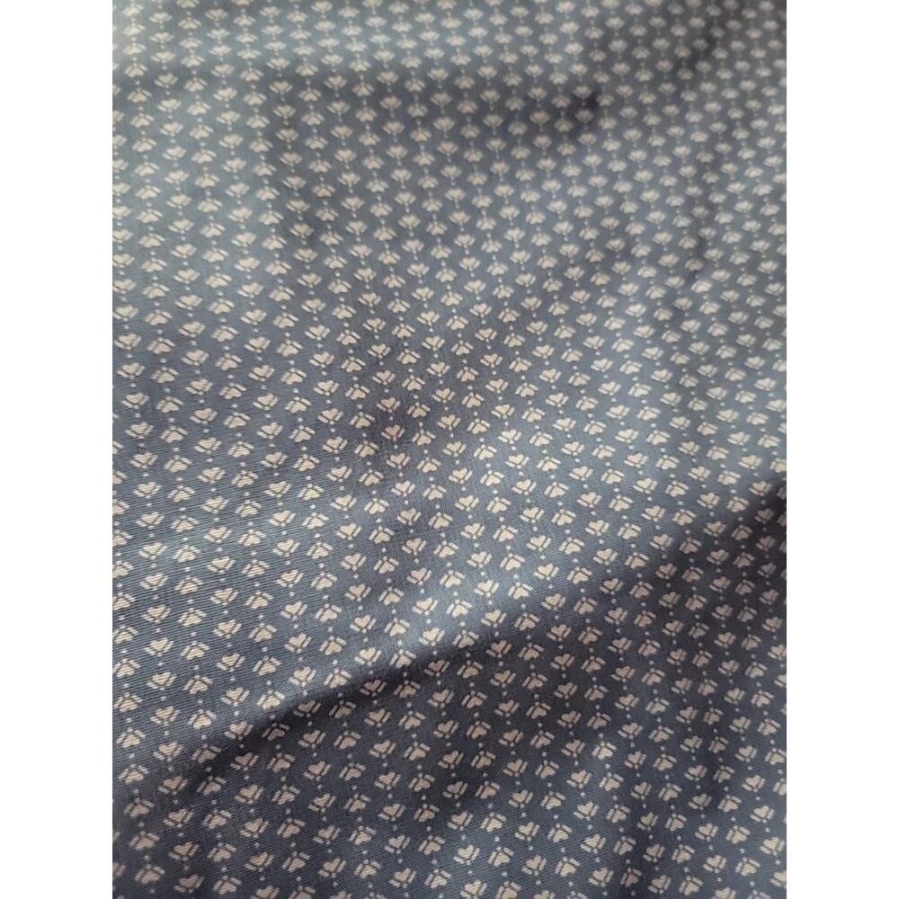 5 Yards Vintage 80s 90s Blue Heart White Cotton Fabric